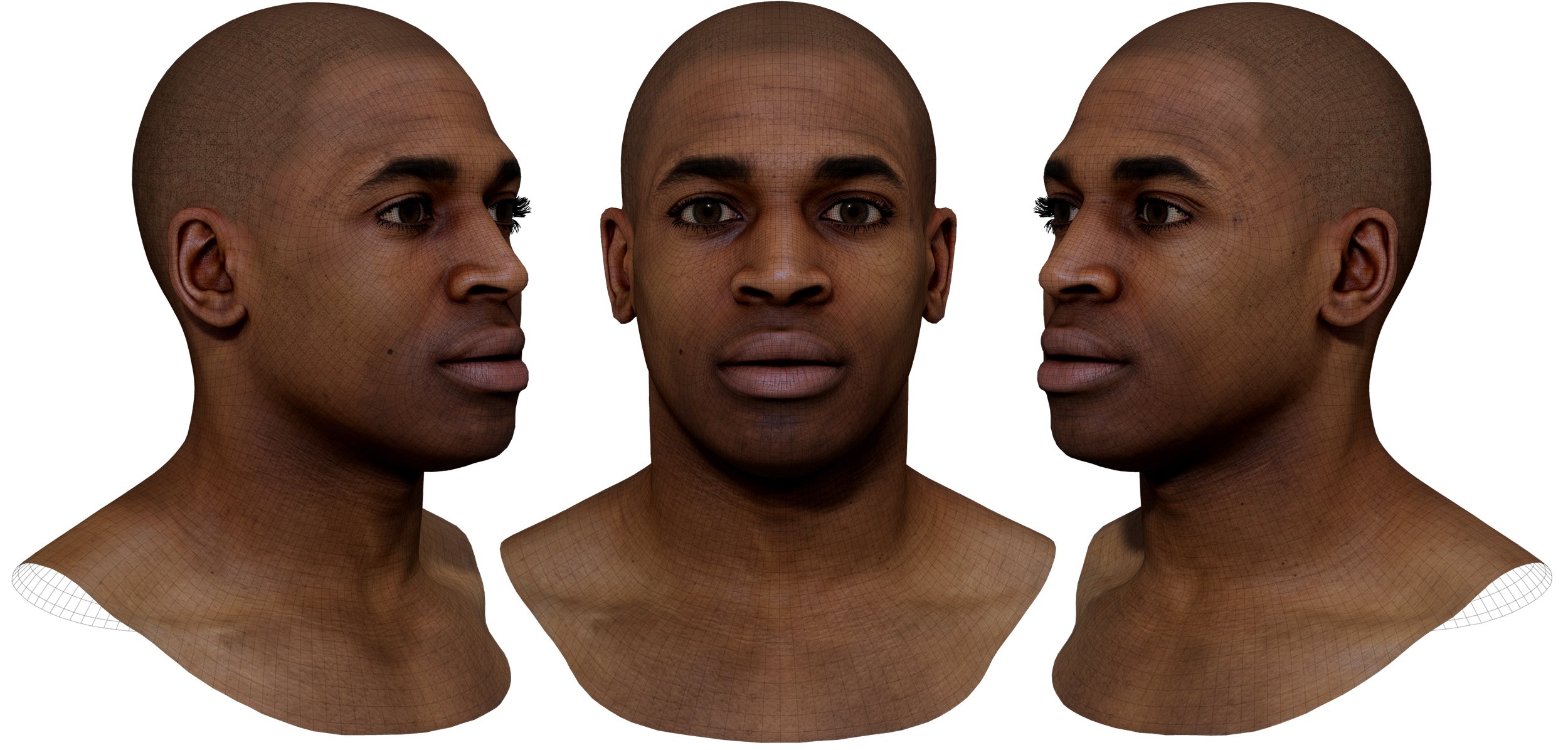 Download Male Face Model 3D Black Head